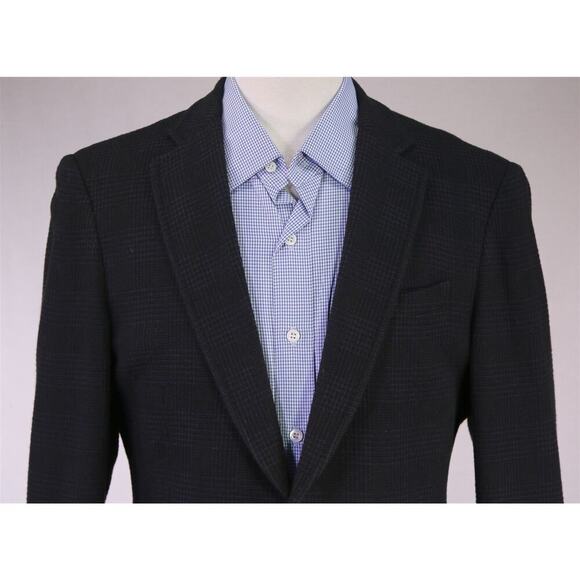 Pal Zileri Black/Purple Plaid Knit Wool-Cotton Unstructured 2B Blazer Jacket 40R - Picture 3 of 10